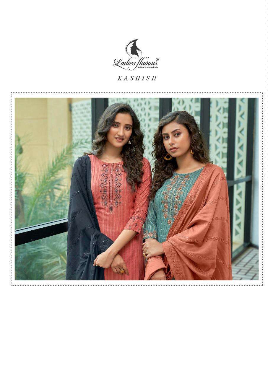 LADIES FLAVOUR PRESENTS KASHISH RAYON WEAVING EMBROIDERY WHOLESALE KURTI WITH BOTTOM